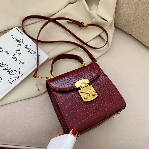 Mini Stone Pattern PU Leather Crossbody Bags For Women 2019 Lock Designer Shoulder Messenger Bag Female Travel Handbags