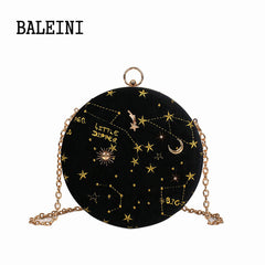 2020Starry sky Circular Fashion Suede Shoulder Bag Chain belt Women's Crossbody Messenger Bags Ladies Purse Female Round Handbag
