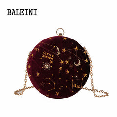 2020Starry sky Circular Fashion Suede Shoulder Bag Chain belt Women's Crossbody Messenger Bags Ladies Purse Female Round Handbag