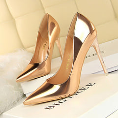 2019 Women shoes Sexy high heels party pumps Female Summer heels mirror face leather Silver Golden ladies shoe zapatillas mujer